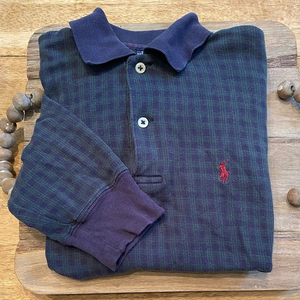 Vintage Polo‎ by Ralph Lauren Boy’s Small Navy/Green Plaid Long Sleeve Pullover